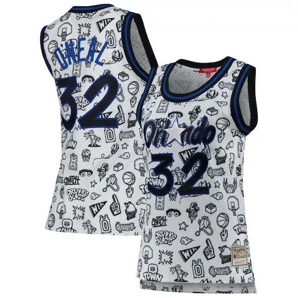 Elegante Comodo Shaquille O'Neal Orlando Magic Women's 1994 Doodle Swingman Jersey White per i Fan Veri