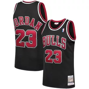 Elegante Lussuoso Michael Jordan Chicago Bulls 1997/98 Hardwood Classics Authentic Jersey Black/Scarlet/White per i Fan Veri