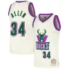 Elegante Ray Allen Milwaukee Bucks Chainstitch Swingman Jersey Cream per i Fan Veri
