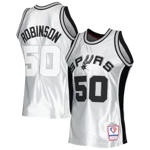 Elegante Trendy David Robinson San Antonio Spurs 1998/99 Hardwood Classics 75th Anniversary Swingman Jersey Platinum per i Fan Veri
