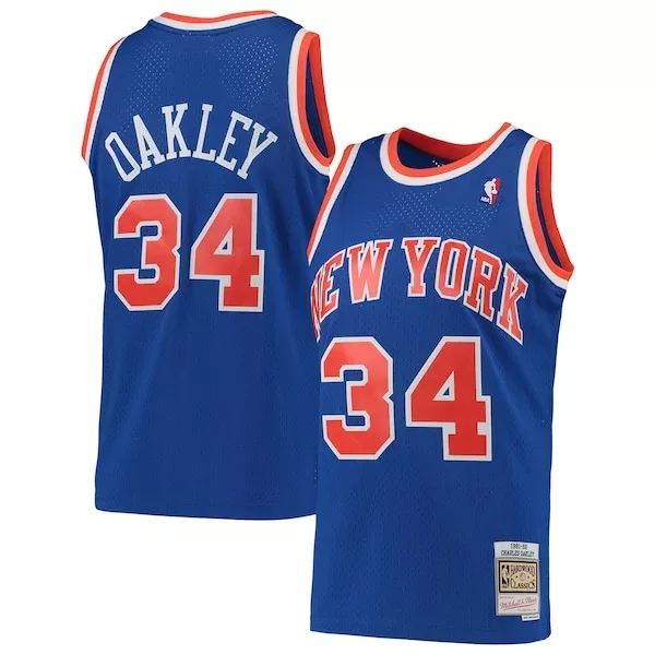 Fantastico Charles Oakley New York Knicks Hardwood Classics Swingman Jersey Blue per i Fan Veri