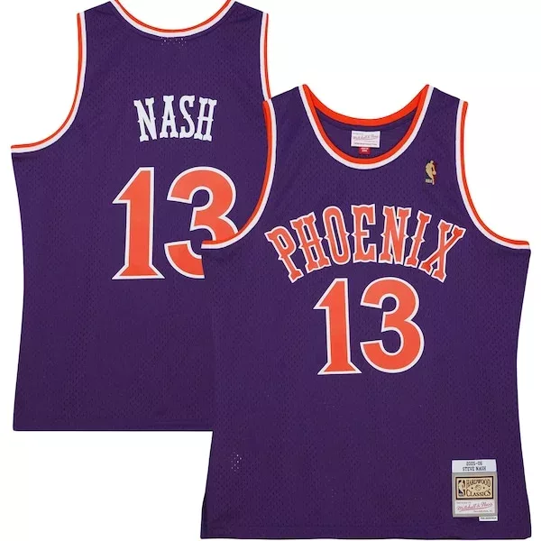 Fantastico Trendy Carino Steve Nash Phoenix Suns 2001/02 Hardwood Classics Swingman Jersey Purple/White per i Fan Veri