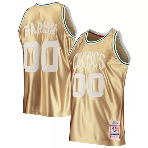 Fantastico Versatile Comodo Robert Parish Boston Celtics 75th Anniversary 1985/86 Hardwood Classics Swingman Jersey Gold per i Fan Veri