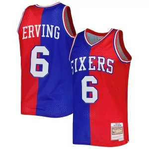 Fascinante Fantastico Duraturo Julius Erving Philadelphia 76ers Hardwood Classics 1982/83 Split Swingman Jersey Royal/Red per i Fan Veri