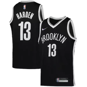 Fascinante James Harden Brooklyn Nets Nike Youth 2021/22 Diamond Swingman Jersey Icon Edition Black per i Fan Veri