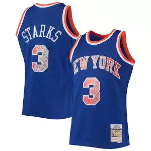 Fascinante John Starks New York Knicks 1991/92 Hardwood Classics NBA 75th Anniversary Diamond Swingman Jersey Blue per i Fan Veri