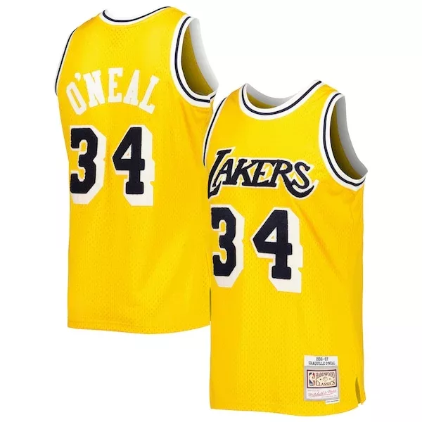 Fascinante Magnifico Raffinato Shaquille O'Neal Los Angeles Lakers 1996/97 Hardwood Classics Off Court Swingman Jersey Yellow per i Fan Veri