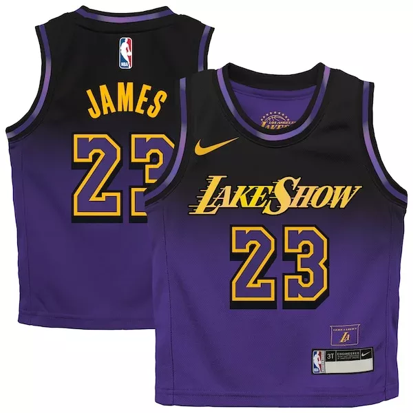 Fascinante Meraviglioso LeBron James Los Angeles Lakers Nike Toddler 2024/25 Swingman Player Jersey City Edition Purple per i Fan Veri