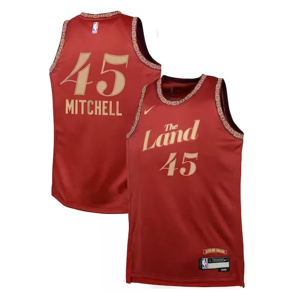 Fascinante Trendy Magnifico Donovan Mitchell Cleveland Cavaliers Nike Youth Swingman Replica Jersey City Edition Wine per i Fan Veri