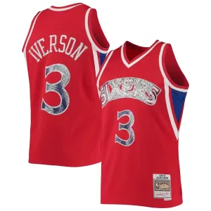 Gorgeous Fantastico Allen Iverson Philadelphia 76ers 1996/97 Hardwood Classics NBA 75th Anniversary Diamond Swingman Jersey Red per i Fan Veri