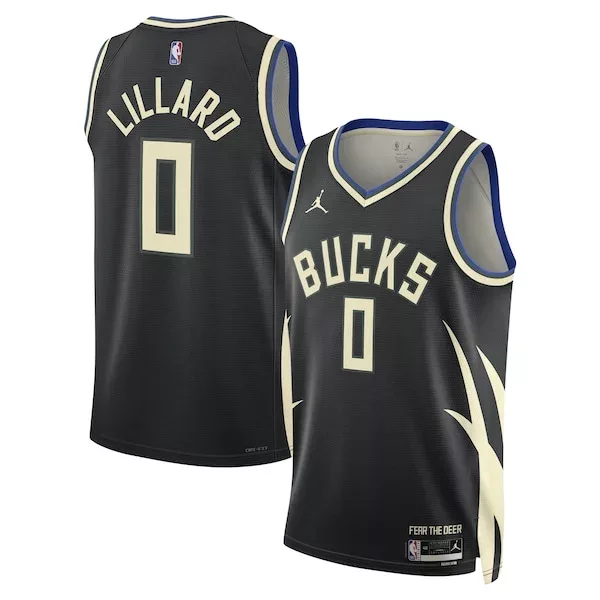 Gorgeous Meraviglioso Attraente Damian Lillard Milwaukee Bucks Jordan Brand Unisex Swingman Player Jersey Statement Edition Black per i Fan Veri
