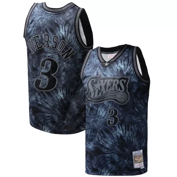 Incantevole Allen Iverson Philadelphia 76ers Hardwood Classics 1997/98 Tie Dye Swingman Jersey Black per i Fan Veri
