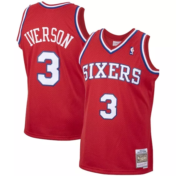 Lussuoso Fascinante Allen Iverson Philadelphia 76ers 2001/02 Hardwood Classics Swingman Jersey Red/White per i Fan Veri