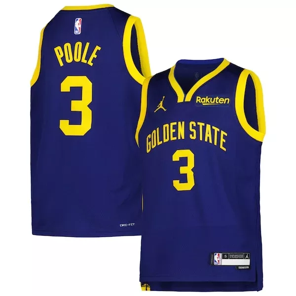 Lussuoso Magnifico Jordan Poole Golden State Warriors Youth 2022/23 Swingman Jersey Navy Statement Edition per i Fan Veri