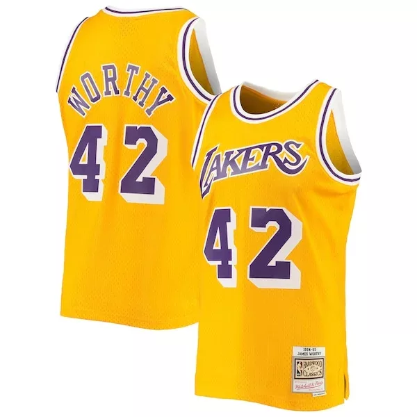 Magnifico James Worthy Los Angeles Lakers 1984/85 Hardwood Classics Swingman Jersey Gold per i Fan Veri