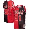 Magnifico Meraviglioso Comodo Dennis Rodman Chicago Bulls Hardwood Classics 1995/96 Split Swingman Jersey Red/Black per i Fan Veri