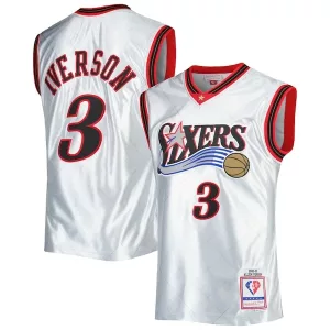 Meraviglioso Allen Iverson Philadelphia 76ers 2000/01 Hardwood Classics 75th Anniversary Swingman Jersey Platinum per i Fan Veri