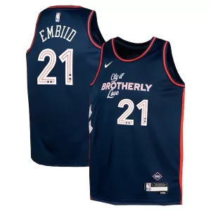 Meraviglioso Eccezionale Joel Embiid Philadelphia 76ers Nike Youth Swingman Replica Jersey City Edition Navy per i Fan Veri