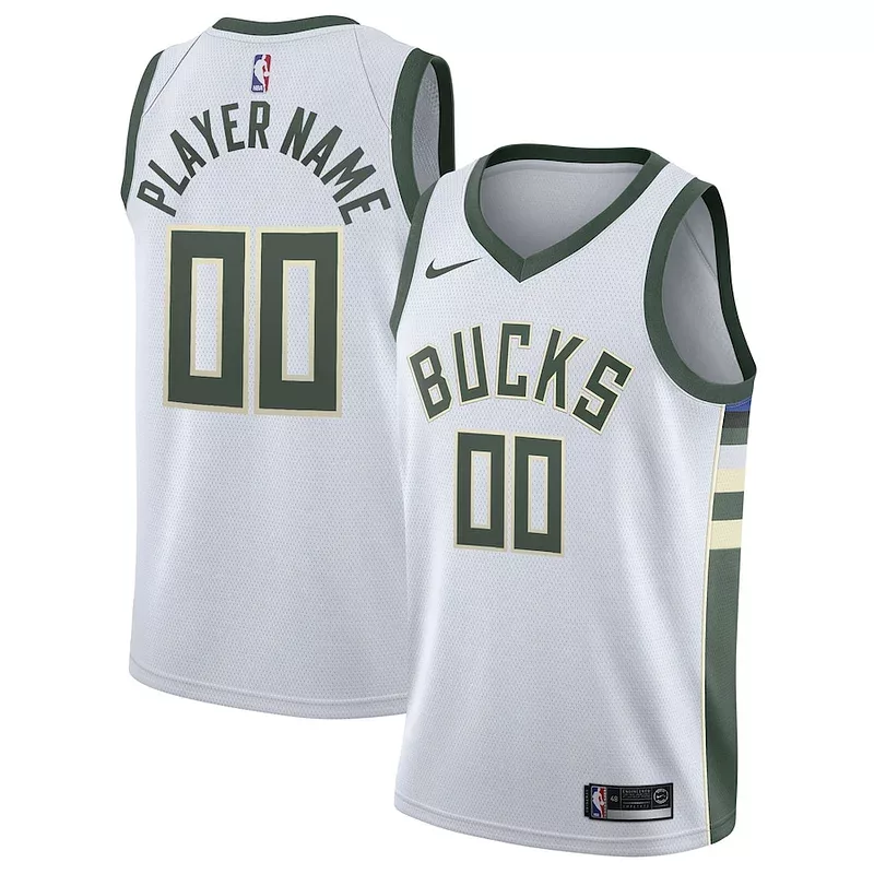 Meraviglioso Gorgeous Splendido Milwaukee Bucks Nike 2020/21 Swingman Custom Jersey Association Edition White per i Fan Veri