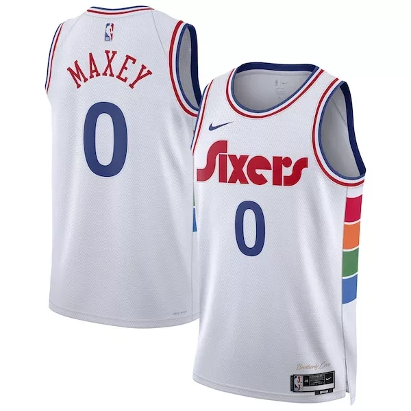 Meraviglioso Raffinato Tyrese Maxey Philadelphia 76ers Nike Unisex 2024/25 Swingman Player Jersey City Edition White per i Fan Veri