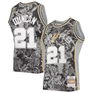 Meraviglioso Tim Duncan San Antonio Spurs Hardwood Classics 1998/99 Lunar New Year Swingman Jersey Black per i Fan Veri