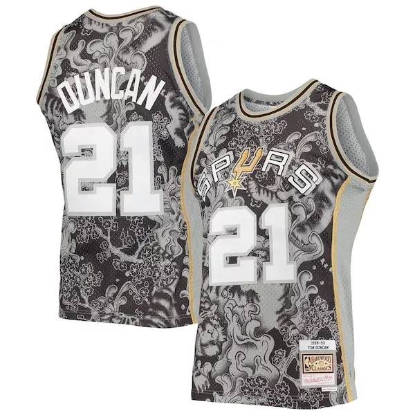 Meraviglioso Tim Duncan San Antonio Spurs Hardwood Classics 1998/99 Lunar New Year Swingman Jersey Black per i Fan Veri
