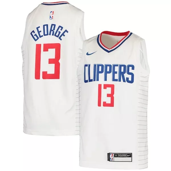 Moderno Cool Paul George LA Clippers Nike Youth 2020/21 Swingman Jersey Association Edition White per i Fan Veri