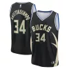 Moderno Giannis Antetokounmpo Milwaukee Bucks Youth Fast Break Replica Player Jersey Statement Edition Black per i Fan Veri