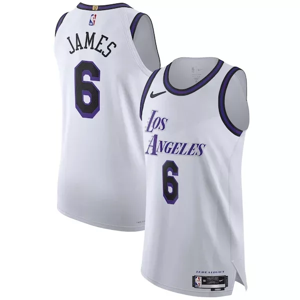 Moderno Magnifico Carino LeBron James Los Angeles Lakers Nike 2022/23 Authentic Jersey City Edition White per i Fan Veri