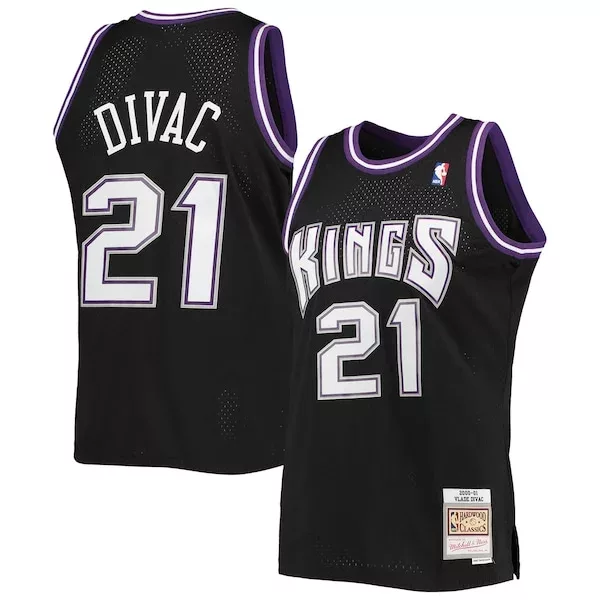 Moderno Ottimo Vlade Divac Sacramento Kings 2000/01 Hardwood Classics Swingman Jersey Black per i Fan Veri