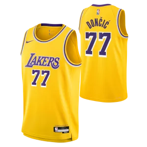 Moderno Splendido Pratico Luka Dončić Los Angeles Lakers Nike Unisex Swingman Jersey Icon Edition Gold per i Fan Veri