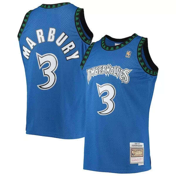 Moderno Stupendo Stephon Marbury Minnesota Timberwolves 1996/97 Hardwood Classics Swingman Jersey Blue per i Fan Veri