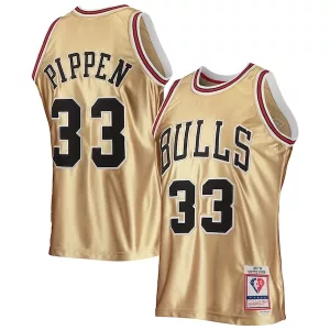 Ottimo Scottie Pippen Chicago Bulls 75th Anniversary 1997/98 Hardwood Classics Swingman Jersey Gold per i Fan Veri