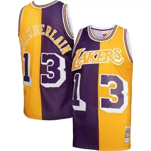 Pratico Duraturo Splendido Wilt Chamberlain Los Angeles Lakers Hardwood Classics 1971/72 Split Swingman Jersey Purple/Gold per i Fan Veri