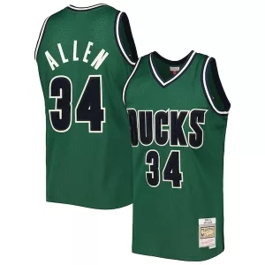Pratico Ray Allen Milwaukee Bucks 2000/01 Hardwood Classics Off Court Swingman Jersey Hunter Green per i Fan Veri