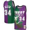 Prestigioso Eccezionale Ray Allen Milwaukee Bucks Hardwood Classics 1996/97 Split Swingman Jersey Green/Purple per i Fan Veri