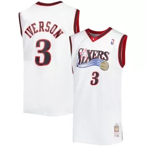 Prestigioso Fantastico Classico Allen Iverson Philadelphia 76ers Big & Tall Hardwood Classics 1996/97 Swingman Jersey White/Black/Red/Royal per i Fan Veri