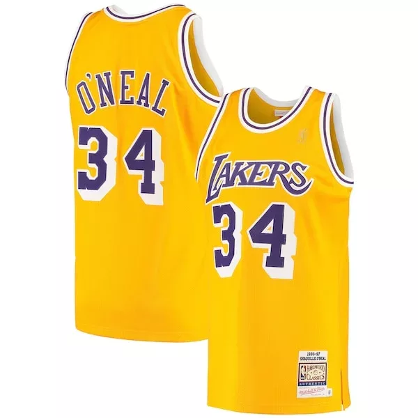Prestigioso Fascinante Stupendo Shaquille O'Neal Los Angeles Lakers 1996/97 Hardwood Classics Authentic Jersey Gold per i Fan Veri