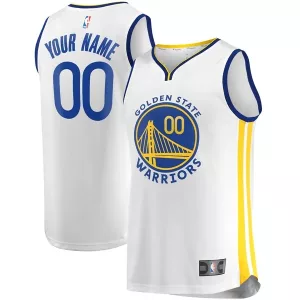 Prestigioso Golden State Warriors Fast Break Custom Replica Jersey White Association Edition/Royal per i Fan Veri