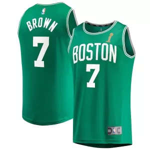 Prestigioso Robusto Jaylen Brown Boston Celtics 2024 NBA Finals Champions Fast Break Replica Player Jersey Kelly Green Icon Edition per i Fan Veri