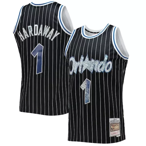 Raffinato Attraente Penny Hardaway Orlando Magic 1996/97 Hardwood Classics NBA 75th Anniversary Diamond Swingman Jersey Black per i Fan Veri