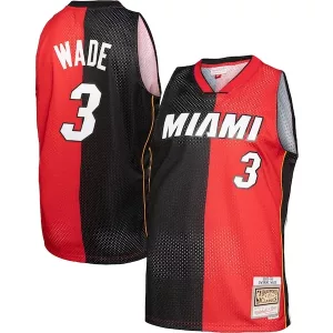 Raffinato Gorgeous Dwyane Wade Miami Heat Big & Tall Hardwood Classics 2005/06 Split Swingman Jersey Black/Red per i Fan Veri
