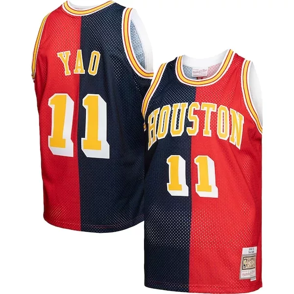 Raffinato Yao Ming Houston Rockets Hardwood Classics 2004/05 Split Swingman Jersey Navy/Red per i Fan Veri