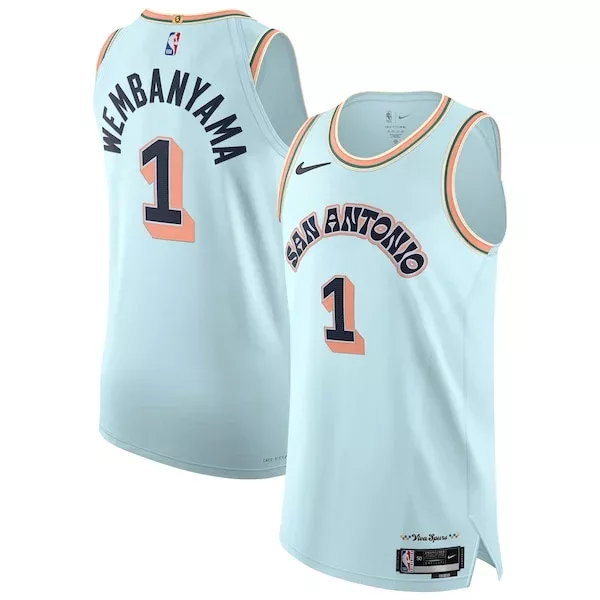 Resistente Accattivante Victor Wembanyama San Antonio Spurs Nike 2024/25 Authentic Player Jersey City Edition Light Blue per i Fan Veri