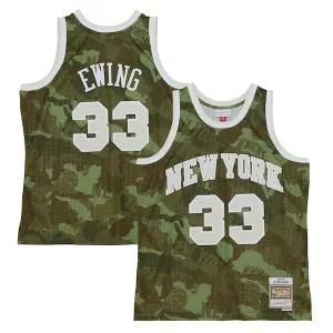 Resistente Classico Pratico Patrick Ewing New York Knicks Hardwood Classics 1991/92 Ghost Green Swingman Jersey Camo per i Fan Veri