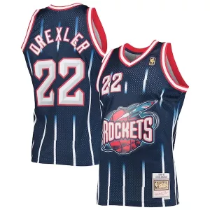 Resistente Clyde Drexler Houston Rockets 1996/97 Hardwood Classics Swingman Jersey Navy per i Fan Veri