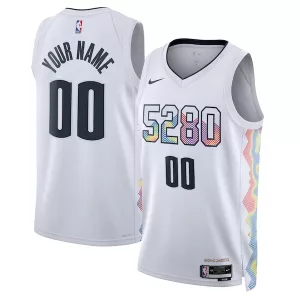 Resistente Comodo Duraturo Denver Nuggets Nike Unisex 2024/25 Custom Swingman Jersey City Edition White per i Fan Veri