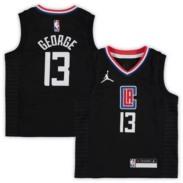 Resistente Robusto Comodo Paul George LA Clippers Jordan Brand Preschool 2020/21 Fast Break Replica Jersey Statement Edition Black per i Fan Veri