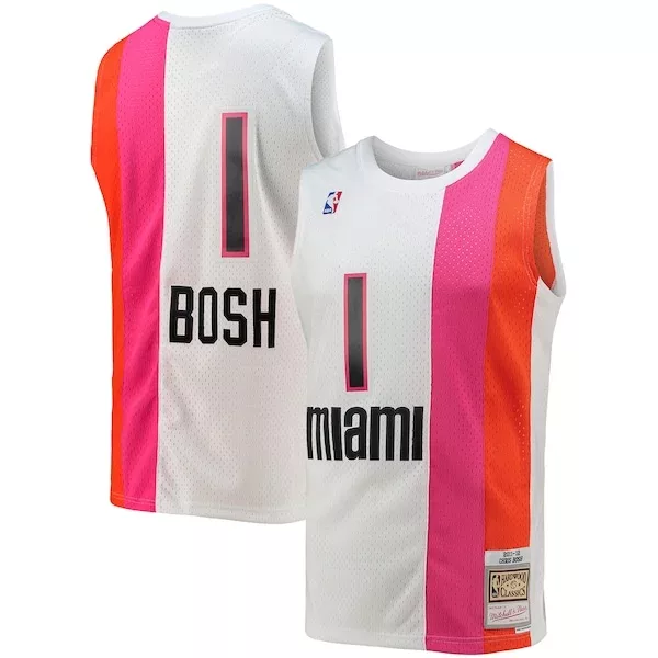 Robusto Chris Bosh Miami Heat 2001/02 Hardwood Classics Swingman Jersey White per i Fan Veri