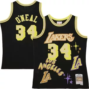 Robusto Elegante Magnifico Shaquille O'Neal Los Angeles Lakers 1996/97 Swingman Sidewalk Sketch Jersey Black per i Fan Veri